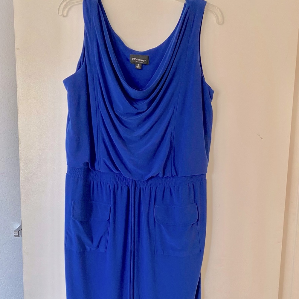 Sleeveless Dress by FN Studio, with 2 front pockets and cowl neckline